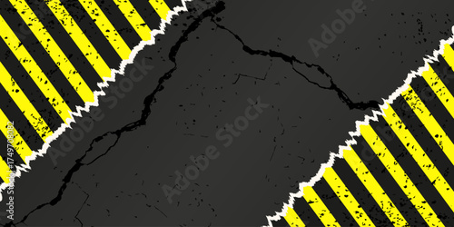 Attention. Vector illustration of black and yellow Attention dangerous Tape with trendy grunge texture and Empty space for text. Perfect Attention banner background with copy space. EPS 10