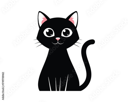 Cute black cat illustration a charming feline with endearing eyes and a playful expression
