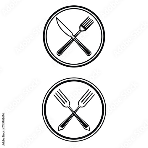 Modern kitchen logo set with multiple color options