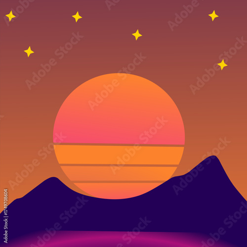 Neon sunset over digital horizon