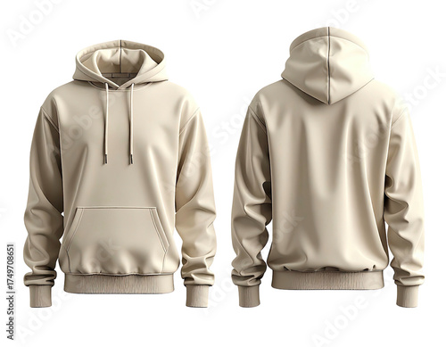 Beige hoodie, front and back view (2)
