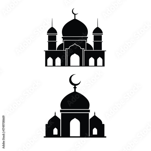 Elegant mosque silhouette islamic architecture design