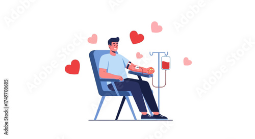 A kind young man compassionately supports an elderly woman, fostering intergenerational care and community connection, visually enhanced by positive social symbols