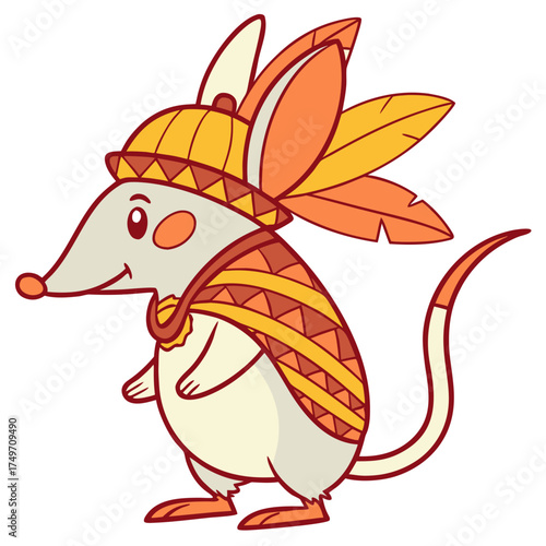 Dreamy expression on a Bilby in a Thanksgiving theme – Grateful Harvest vector art