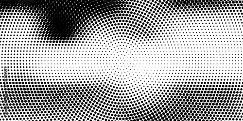 Gradient halftone dots pattern texture background. Abstract curves. Polka dots backdrop. Wavy dotted spotted pattern. Modern dotted template vector illustration for design, covers, web banners
