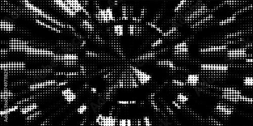 Polka dot purple violet gradient halftone pattern. Half tone background. Modern vector illustration. Black points backdrop. Bright colors dotted spotted panoramic pattern. Web banner template