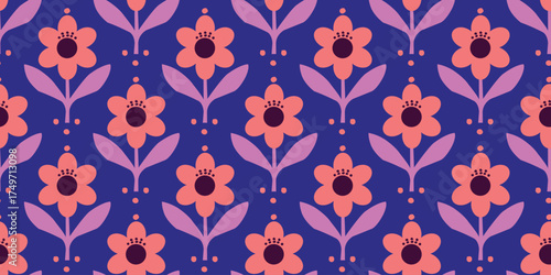 Colorful Hypericum hidcote flower seamless pattern, Hand drawn botanical element, Minimal colorful botanical art. Vector illustration.