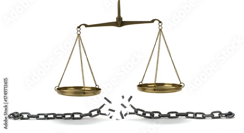 Scales of Justice with Broken Chain Symbolizing Freedom.