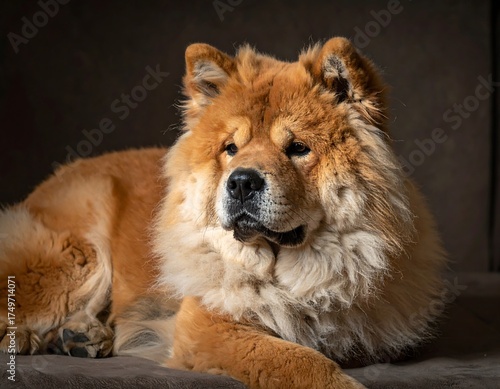 Fluffy Chow Chow Dog Portrait.