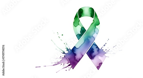 Watercolor Awareness Ribbon Illustration for Mental Health Support.