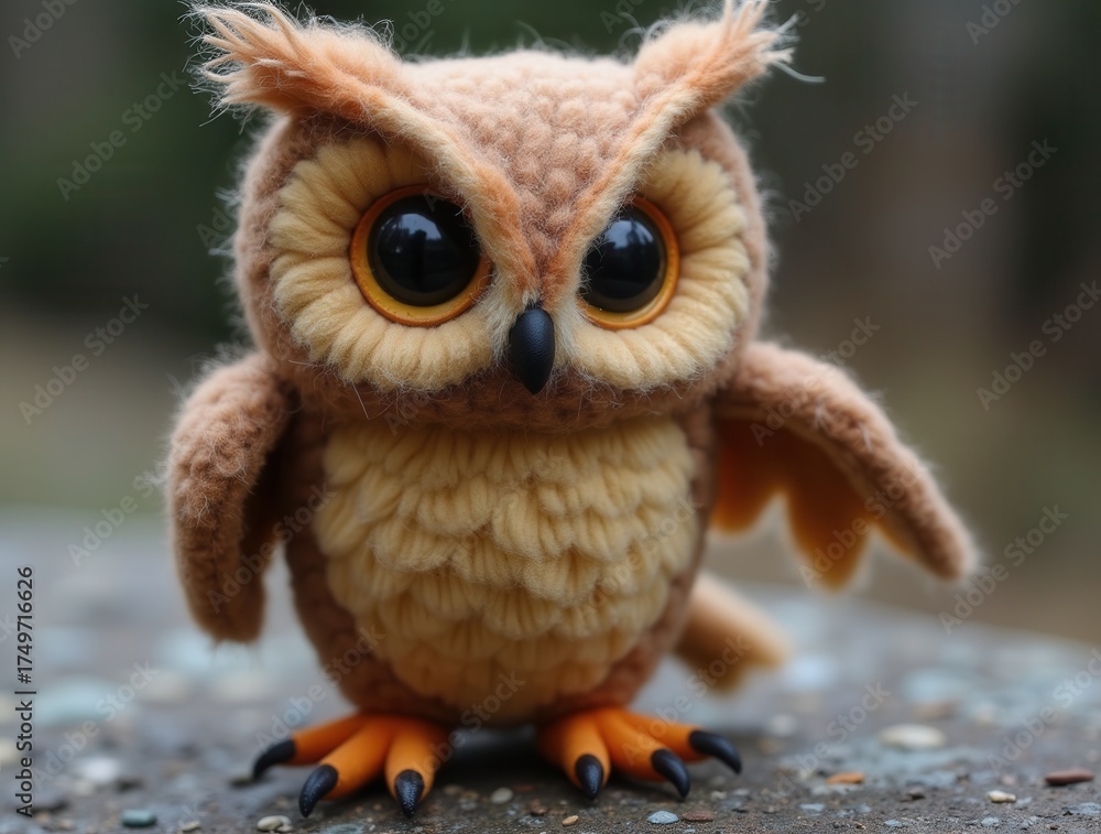 Obraz premium Cute crochet owl toy creating handmade craft