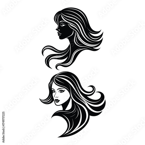 Elegant silhouette of a woman in a dynamic pose