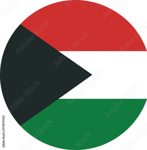 Free Download circular flag of sudan icon with red white black and green colors - GFXLoad