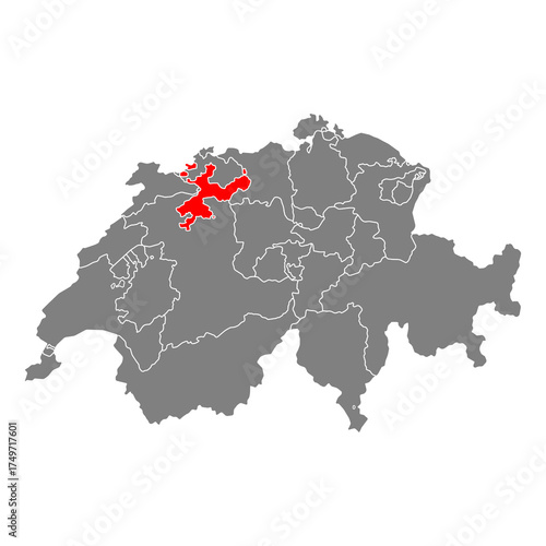 Canton of Solothurn Switzerland map shape, travel web flat concept icon vector illustration .