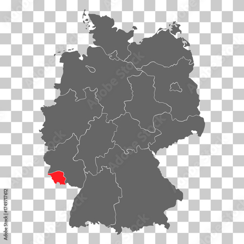 Germany map icon of Saarland, geography blank concept, isolated graphic background vector illustration .