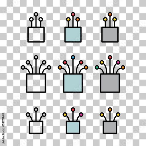 Set of optical cable icon, technology information web network, digital vector illustration .