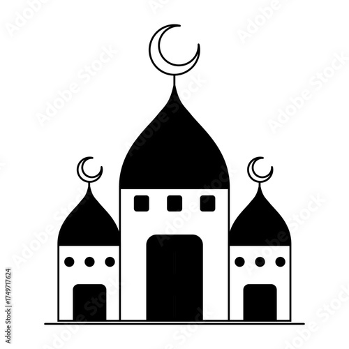 Islamic mosque icon, arabic faith culture design, flat web isolated vector illustration .