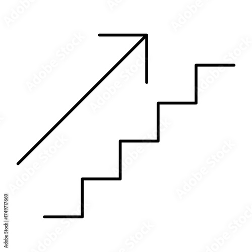 Stairs up arrow graph sign icon. Flat web walk step design vector illustration .