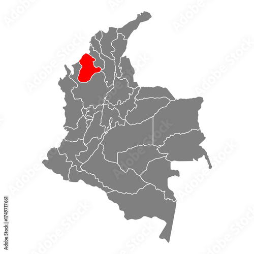 Cordoba of Colombia map shape, travel web flat concept icon vector illustration .