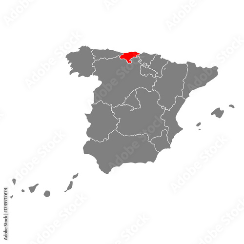Cantabria of Spain map symbol shape, travel web flat vector illustration .