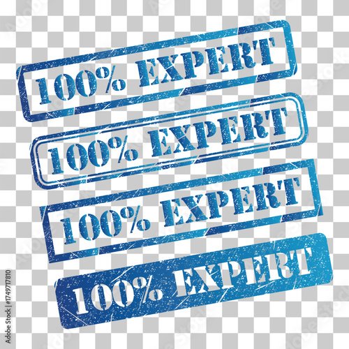 Set of Expert 100% stamp symbol, label sticker sign button, text banner vector illustration .