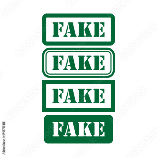 Set of Fake stamp symbol, label sticker sign button, text banner vector illustration .