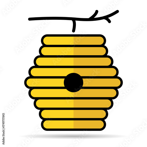 Hive natural shadow icon, bee web flat habitat sign, graphic vector illustration .