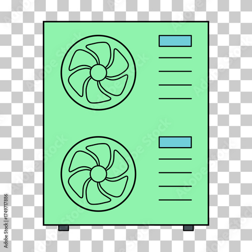 Heat pump air source icon, cooling electric system machine, cool web vector illustration .