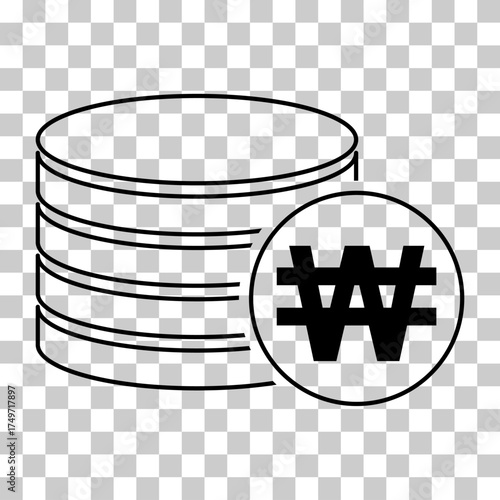 Won stack coin, flat icon money design, cash sign vector illustration .