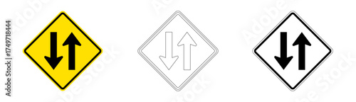 Two way traffic sign in vector format
