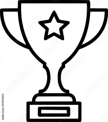 trophy cup with a central star minimal outline style on transparent background for web and graphic design
