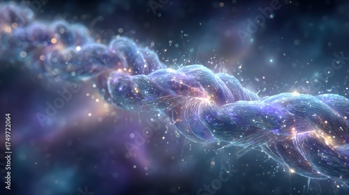 Ethereal Twisted Rope in Cosmic Space with Glowing Particles