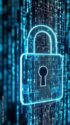 Digital Security Protecting Privacy and Data with Encryption Technology, Showcasing Glowing Padlock and Binary Code for Enhanced Protection