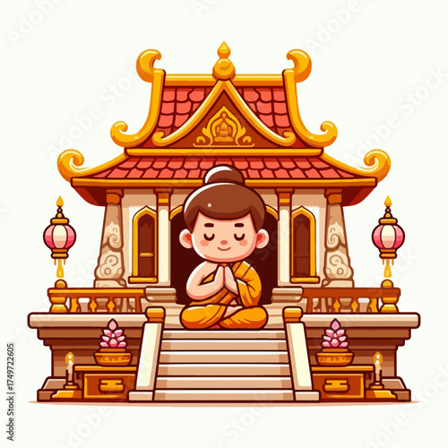 A cute, cartoonish illustration of a small brown monkey with big, expressive eyes and a playful tail.