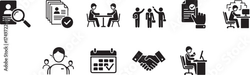 Modern hiring timeline icons set for business and hr recruitment process stages vector