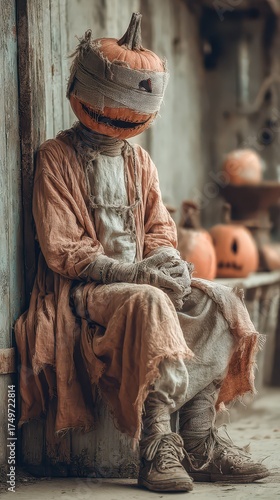 Wallpaper Mural Pumpkin headed figure on Halloween night Torontodigital.ca