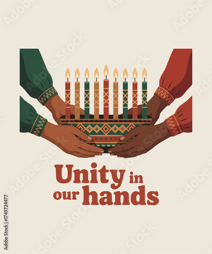 Hands holding a menorah with lit candles promoting unity and togetherness