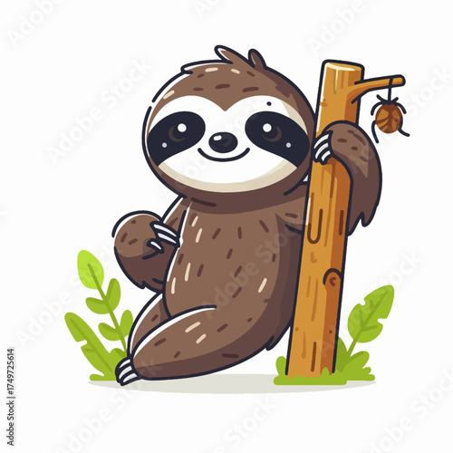 A cute, cartoonish illustration of a small brown monkey with big, expressive eyes and a playful tail.