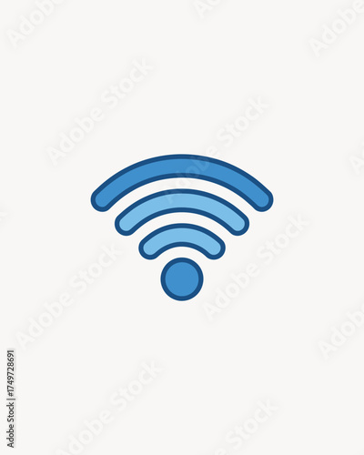 Simple blue wifi signal illustration on white background wireless technology symbol internet access connection communication design network availability modern tech