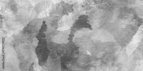 Abstract ink grunge art black paint stroke texture, black and white watercolor texture  background, colored cloud. colorful dust explode paint holi, light gray art background for design.