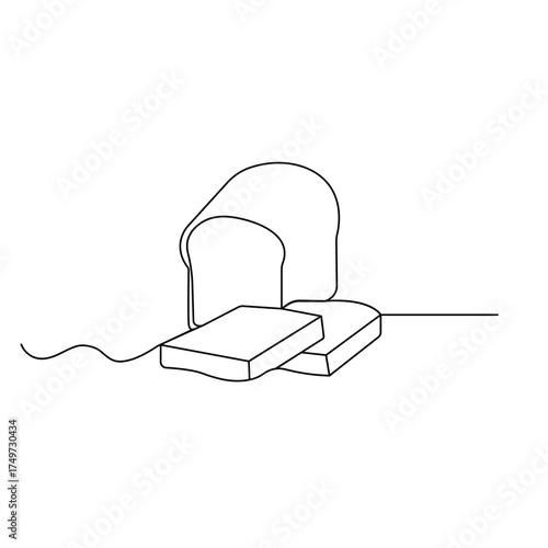 Long loaf bread icon  continuous one line drawing  outline vector illustration