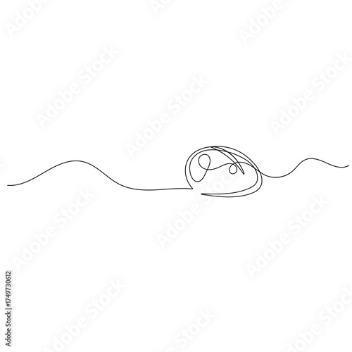 Long loaf bread icon  continuous one line drawing  outline vector illustration