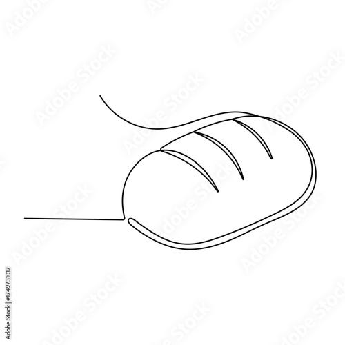 Long loaf bread icon  continuous one line drawing  outline vector illustration