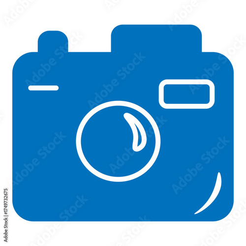 Substantial, rounded blue pictogram symbolizing a high-quality, interchangeable lens photography device. Visual mark denotes professional image capture, serious photography, or advanced media creation
