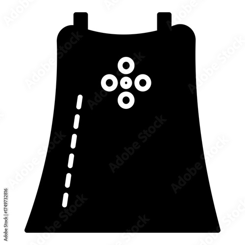 Defined, curved profile of a sleeveless top or dress featuring decorative studs/buttons on the chest area. Image strongly represents women's fashion, suitable for catalog display or styling tools. Pow