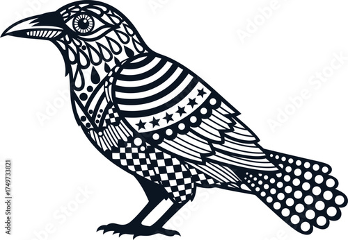 ornamental raven design with intricate decorative patterns for artistic projects mystical themes and tattoo inspiration