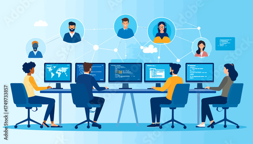 Connecting diverse professionals for enhanced productivity a dynamic hybrid work model facilitating seamless collaboration between in-office teams and remote talent