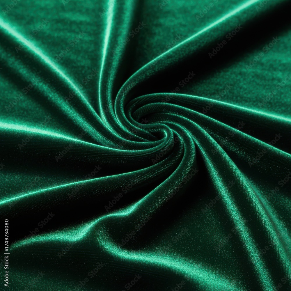 Fototapeta premium Green velvet fabric isolated on white background
