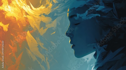 Ethereal Portrait of a Young Woman with Colorful Abstract Effects