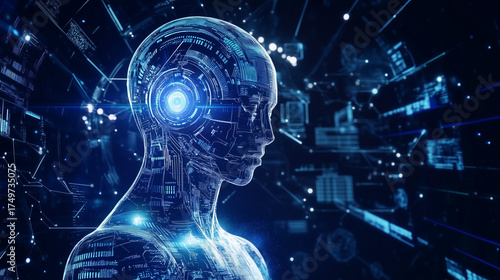humanoid robot. Portrait of a humanoid robot of the future
